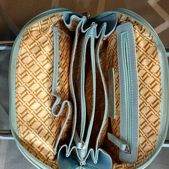 Tignanello Light Blue Leather Satchel Purse - Picture 6 of 12